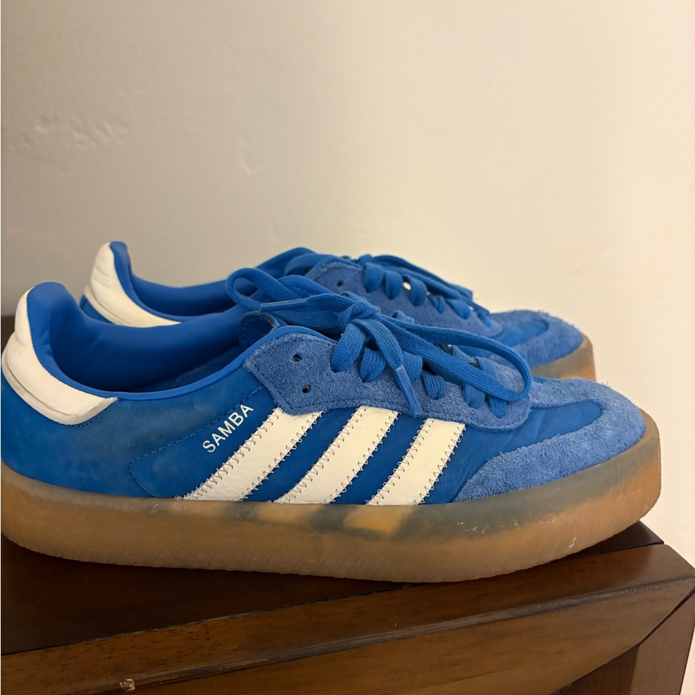 adidas Samba Blue Suede Sneakers with White Stripes